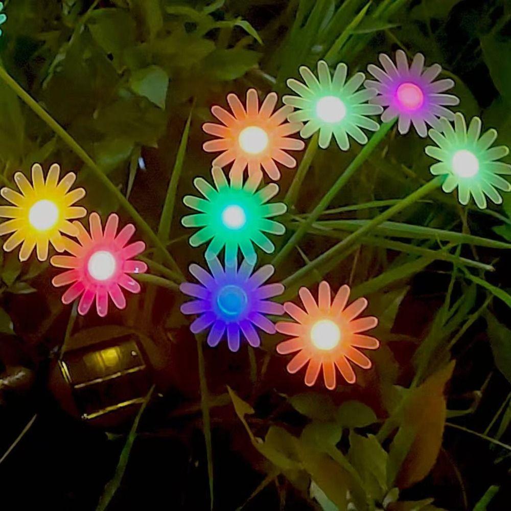 LED Solar Lamp Solar Daisy Lights Simulation Flower Ground Plug Solar Landscape Lights 6/8/10 LED Solar Powered