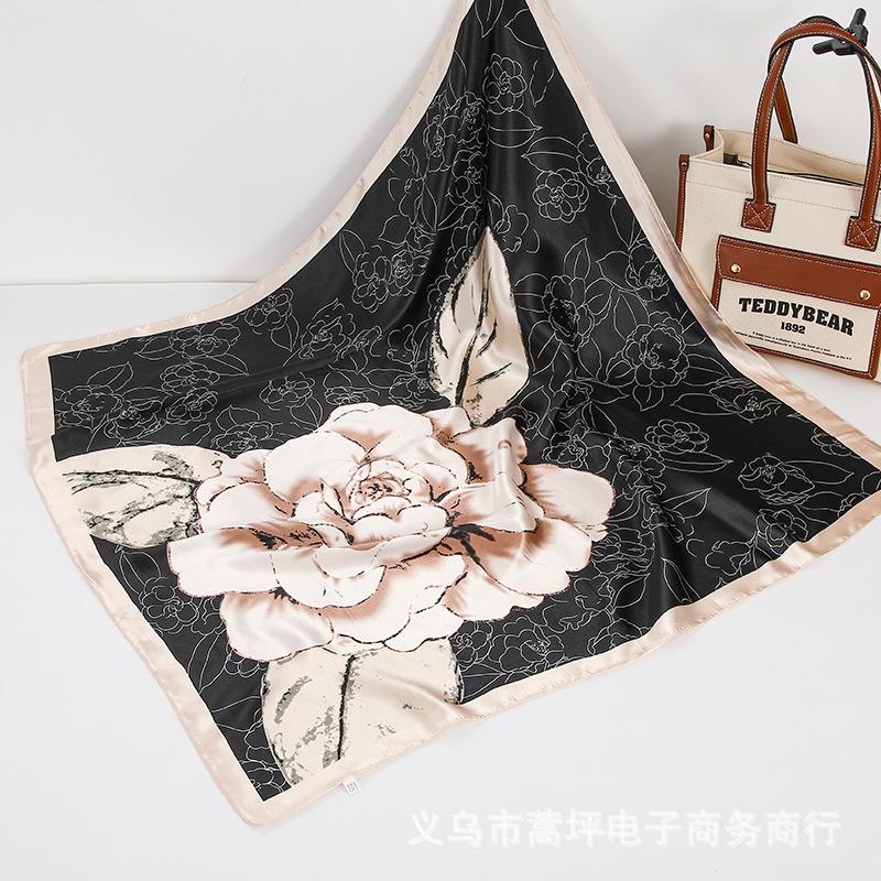 

Атласный шарф в китайском стиле 90 см, большой квадратный шарф, простая имитация шелкового шарфа, шарф-шаль, маленький шарф 90*90