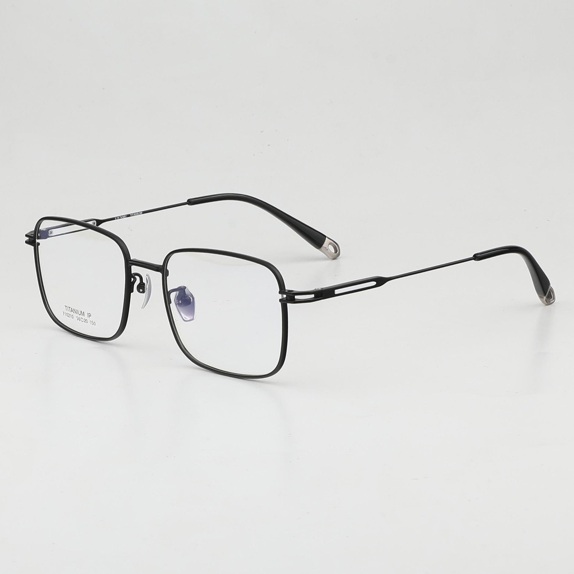 Original Saki Fashionable Square Ultra-Light Gold Wire Glasses with Large Wood-Plastic Frame