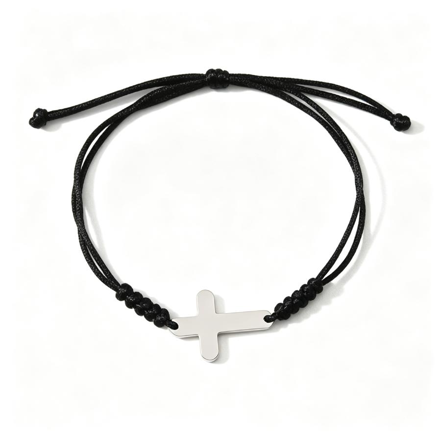 Stylish Stackable Black String Bracelet Unisex Stainless Steel Bicycle Infinity Cross Charms Adjustable Braided Rope Bracelet