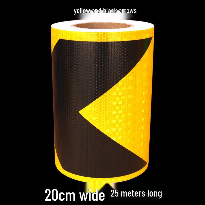 5cm Black Yellow Reflective Honeycomb Arrow Warning Tape Car Sticker