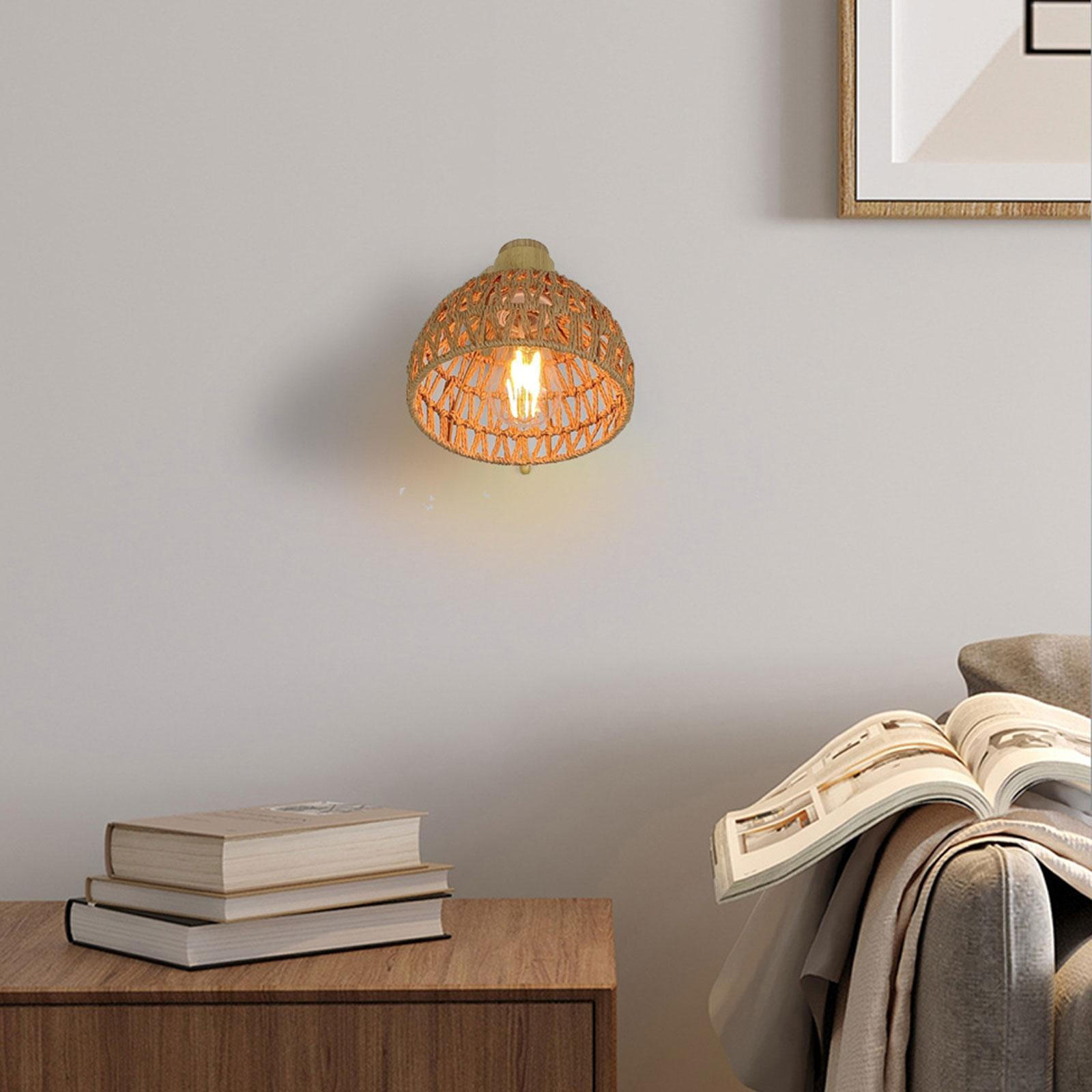 Woven Wall Sconce Light Fixture Lamp E26 Handwoven Lampshade Mounted with Switch for