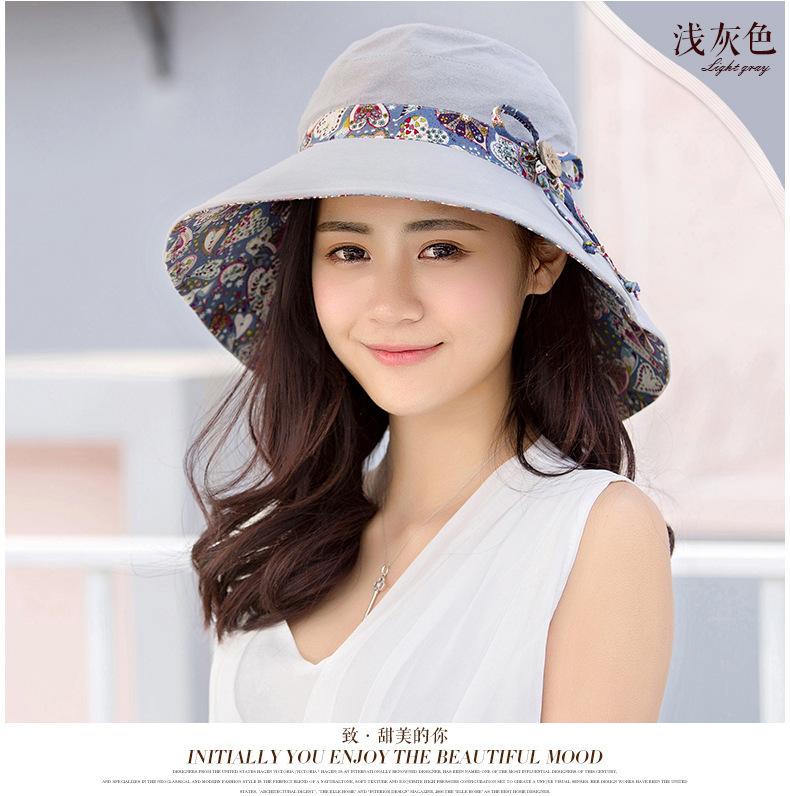 Summer ladies, sun hat, sun hat, outdoor visor hat, folding large edge beach hat, versatile