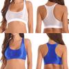 M-XL Damen Glänzendes U-Ausschnitt Ärmelloses Crop-Top Einfarbige für Sport Yoga Pilates Übung