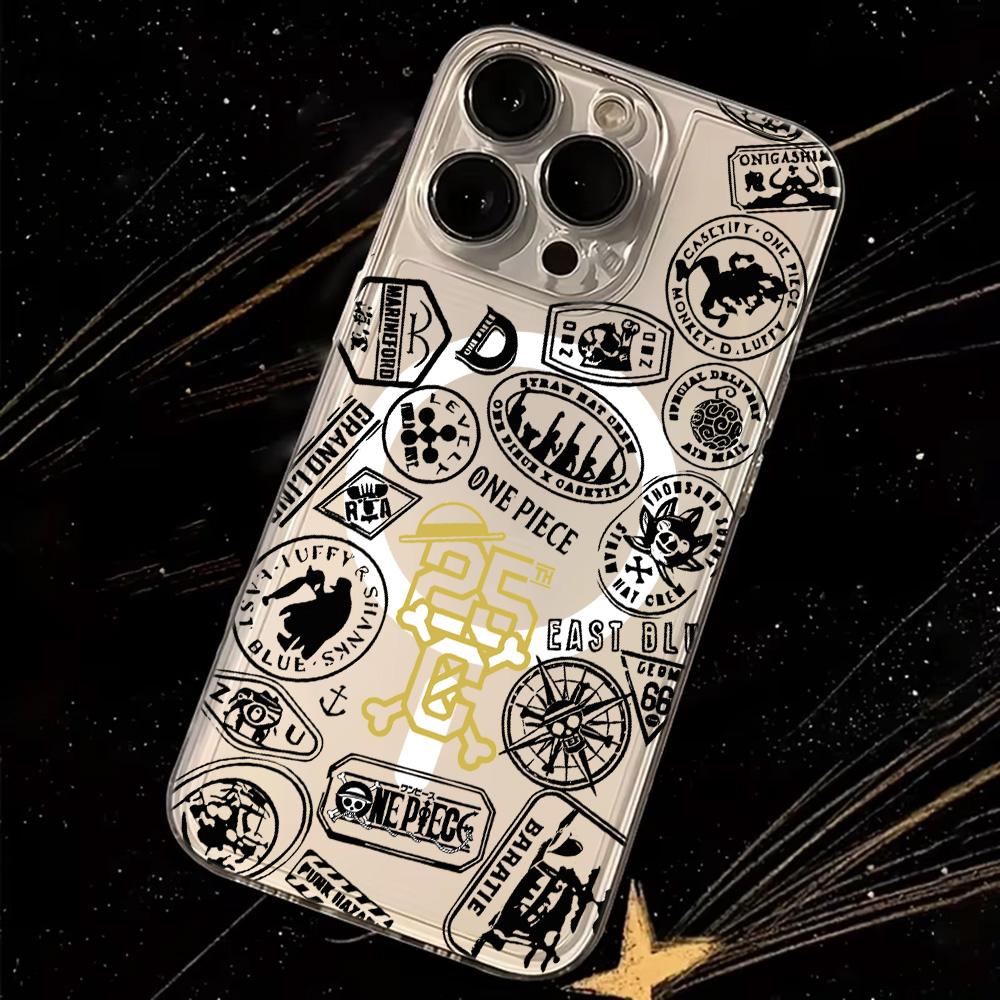 Anime Ones Pieces Luffys Magnetic Phone Case for Samsung Galaxy S25 S24 S23 S22 S21 S20 FE Edge Plus Ultra 5G Soft Clear TPU