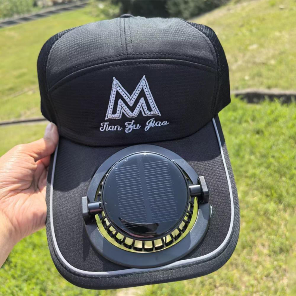 

Long Brim Fan Hat Solar/USB Charging Fishing Baseball Hat Outdoor Mesh Sun Hat чорний