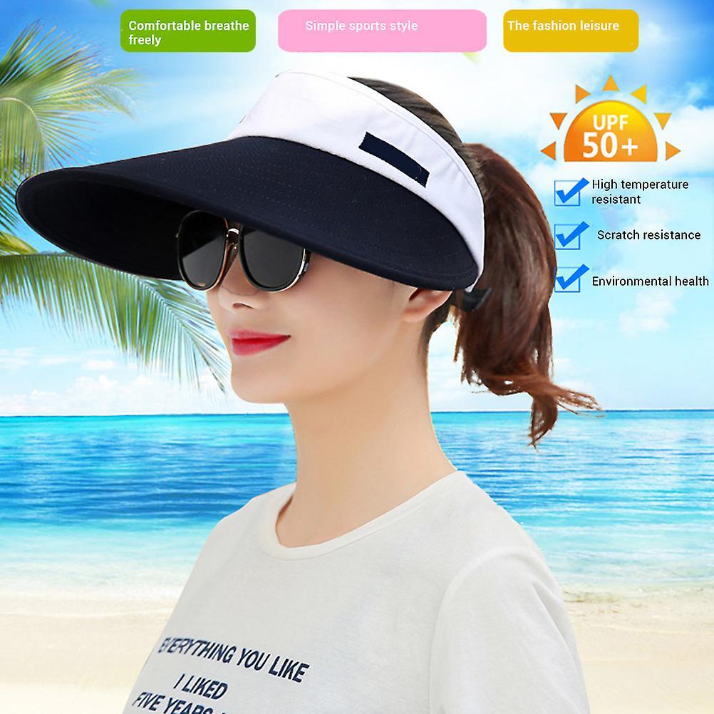 Sun Visor Hats Women Large Brim UV Protection Beach Adjustable Sun Hat for Outdoors
