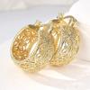 Vintage Exquisite Hollow Hand Carved Golden Plated Round Hoop Earrings Women's  Wedding Banquet Jewelry Accessories Gifts