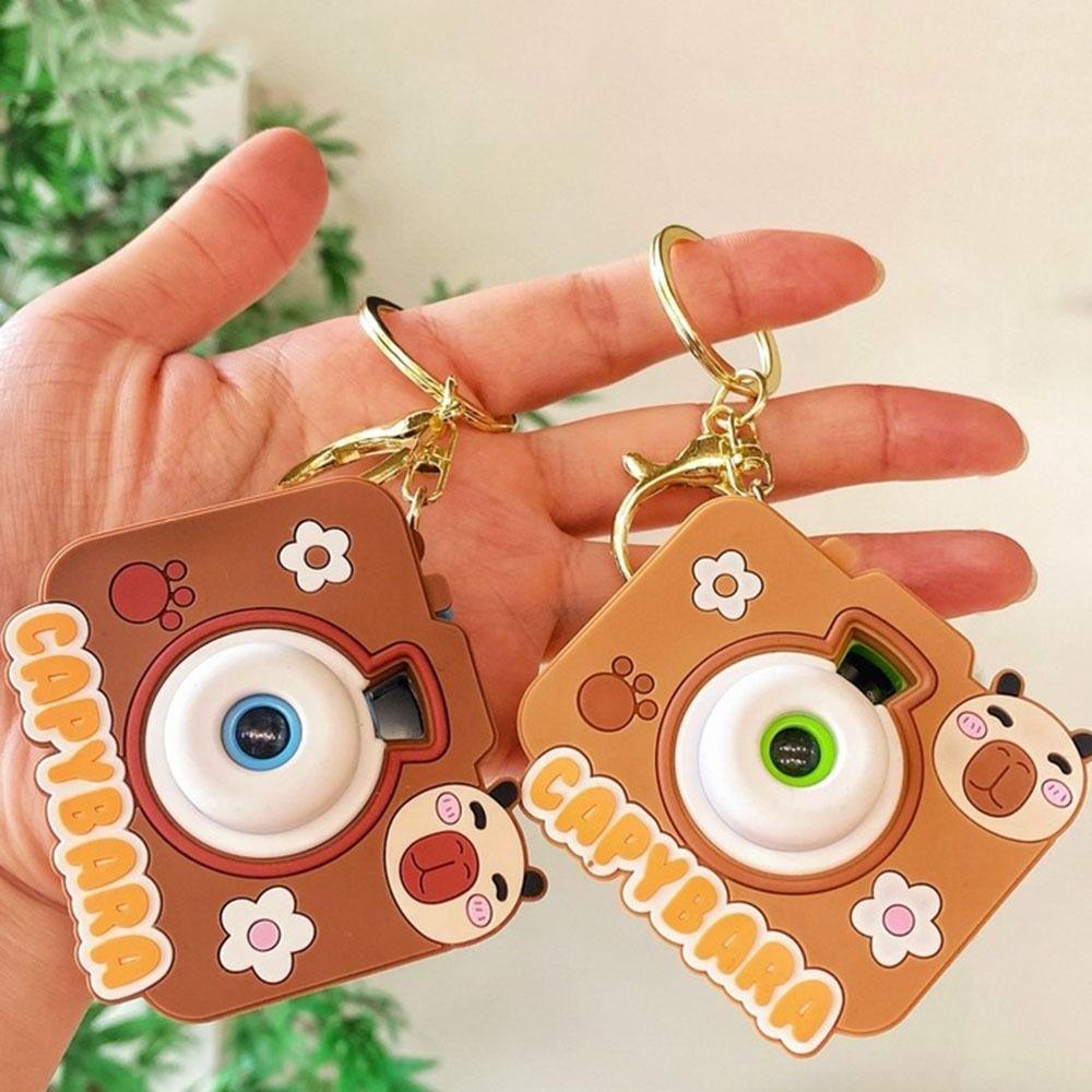 2Pcs Simulation Luminous Cartoon Key Ring Projection Bag Pendant  Children's Toys