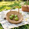 Handwoven Rattan Storage Basket with Handle Rattan Basket Store Sundries Container for Fruit Vegetables