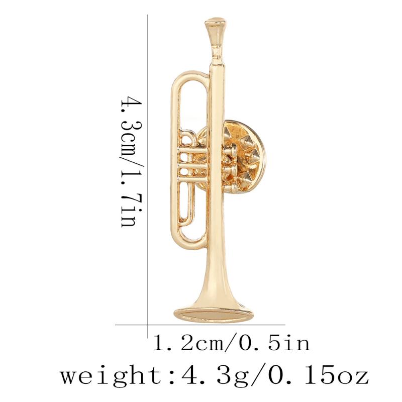 1Pcs Symphony Orchestra Badge Funny Musical Instruments Enamel Brooches Trumpet Clarinet Saxophone Violin Shaped Golden Pins