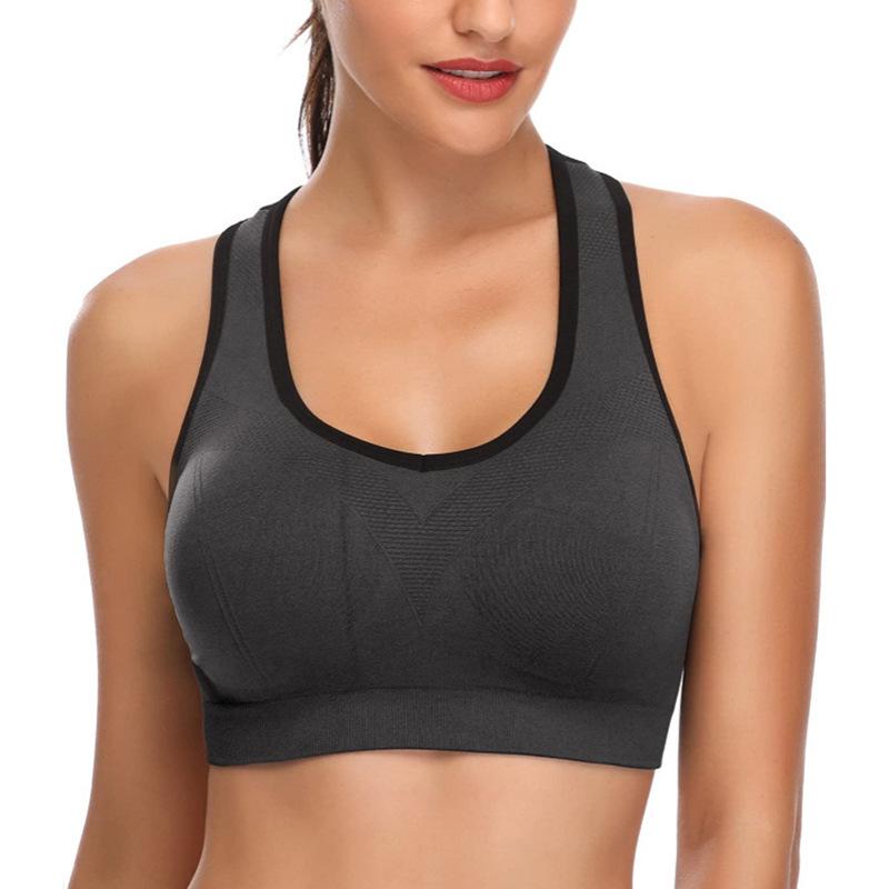 

European & American Women s Shockproof Backless Fitness Sports Bra 2XL сірий колір
