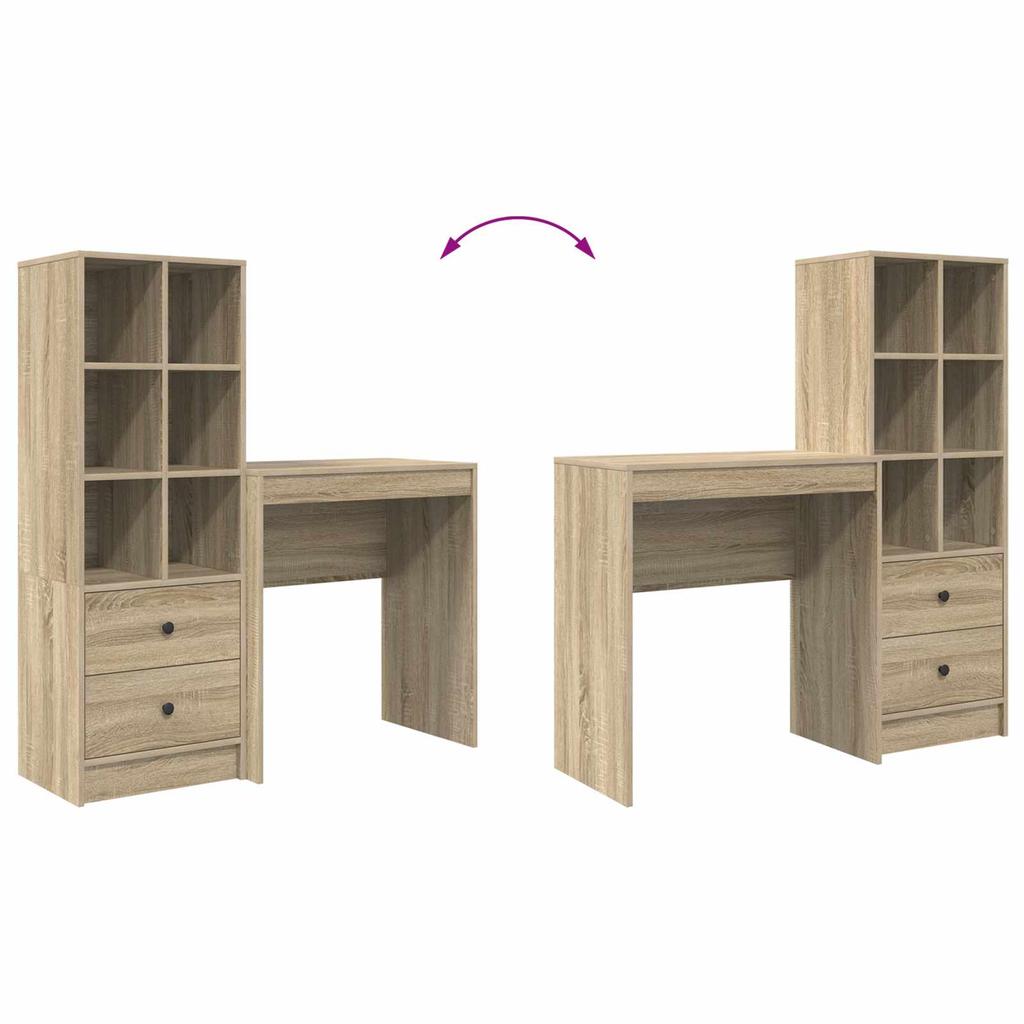 Desk with Drawers and Shelf 2 pcs Sonoma Oak