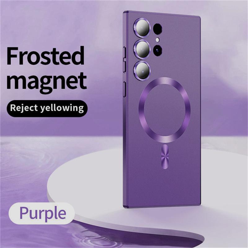 For Magsafe Magnetic Wireless Charging Matte Phone Cases For Samsung S25 S24 S22 S23 Ultra S24 S25 Plus Shockproof Cover Case