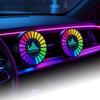 2 Pack Car Interior LED Lights, Round RGB Sound Activated Music Rhythm Light, 10 Color Mood Lighting for Car Decoration, RV, Birthday Gift, Gaming