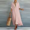 Women's Clothing Spring New European American Fashion Casual Loose Buttons Pure Color Dress