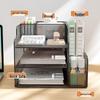 Office Desk Organizer: Multi-Style Bookshelf & File Rack with Bookends.