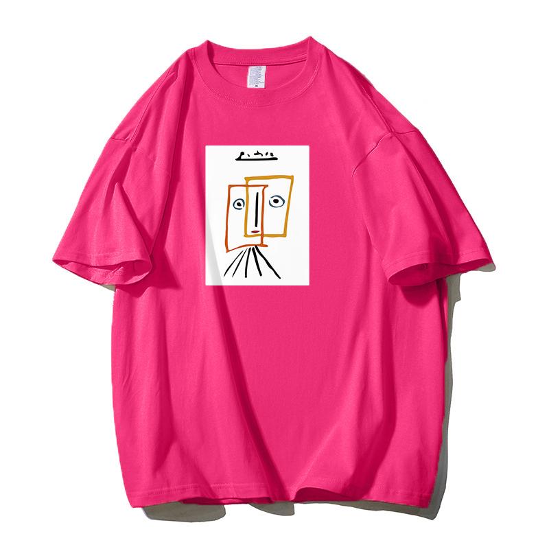 Shellsuning Cartoon Printing T-shirt Women Summer Fashion Casual Simple Short Sleeve 100% Cotton Soft Tees Female Oversized Basic Couple Tops