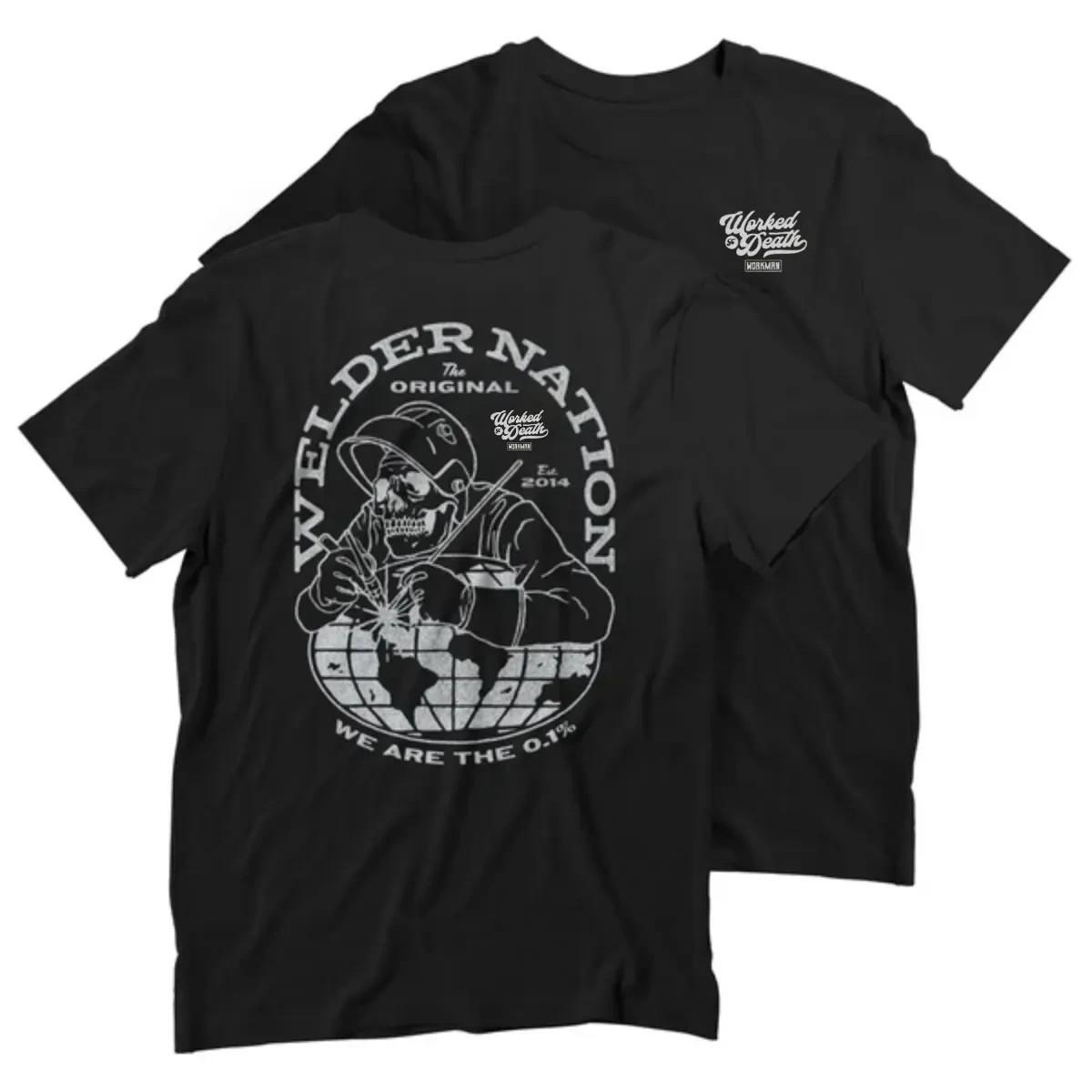 Welder Nation Shirt with Skeleton Welding Globe Graphic S разноцветный