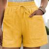 Womens Solid Color Casual Drawstring Shorts Elastic High Waist Pockets Loose Fit Summer Shorts