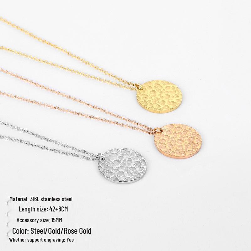 St. Delan European & American Modern High-End Round Engraved Necklace
