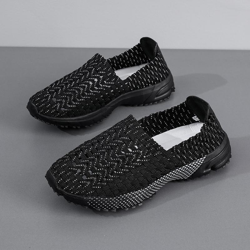 Летние черные плетеные пляжные туфли ручной работы женские черные повседневные эспадрильи большого размера разноцветные теннисные кроссовки 38 серебряныйчёрный 2190₽