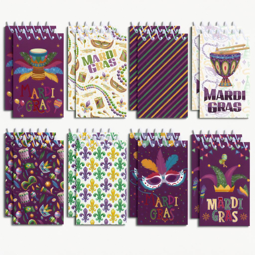 

8Pcs Mini Spiral Notebook 10x6cm Mardi Gras Back To School Supplies Classroom Rewards Kids Party Favors Goodie Bag Fillers Gift