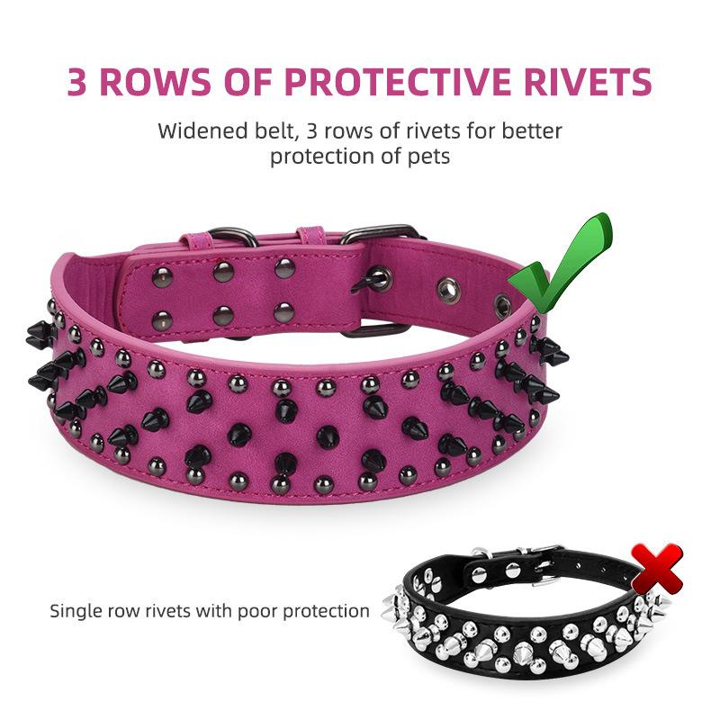 Pet Collar Large Dog Punk Rivet Collar Anti Bite Spike Leather Dog Collar