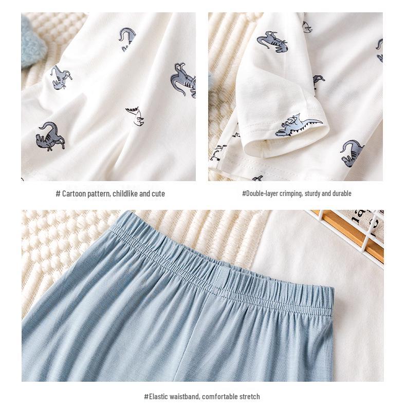 2025 Kids' Spring/Autumn Modal Cartoon Pajama Set: Lightweight & Loose Fit for Boys - Perfect for Home & Air Conditioning.