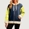 Women's Comfortable Loose Fashion Casual Striped Print Long Sleeve Pockets Hooded Sweatshirt Jacket