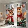 Christmas Reindeer Print Curtains   Pole Bag Curtains   Bedroom and Living Room Decoration   Home Decoration   Christmas Decoration