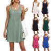 Women's Fashion Summer Spring Solid Color Print Sleeveless U-Neck Casual Dresses