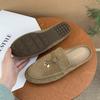 Muller Slippers High Quality Luxury Loafers Suede Shoes Round Toe for Women Moccasins Comfortable Female Lazy Slip-on Fl