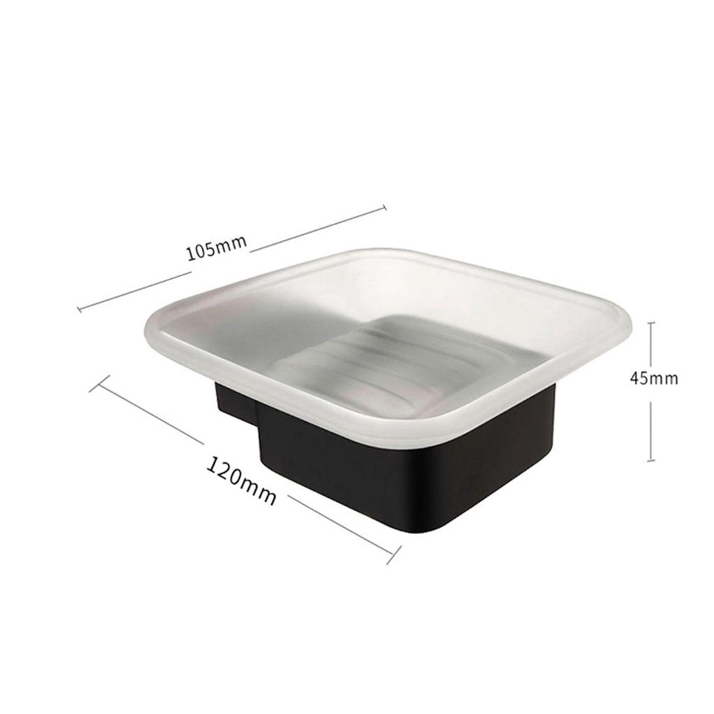 Bathroom Soap Rack, Soap Storage Rack, Bathroom accessories,Square Glass Soap Dish Black silver,Soap Holder
