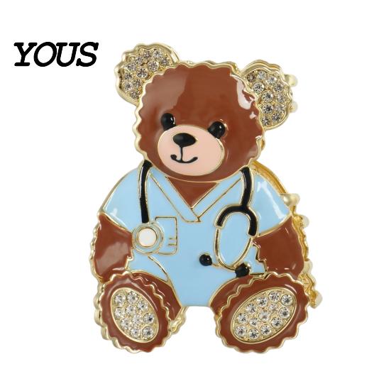 Cartoon Bear Hair Claw Claw, Medium Size Metal Gripper with Anti-Slip Teeth, Medical Professional Style Clip Design Shark for Medium-Long
