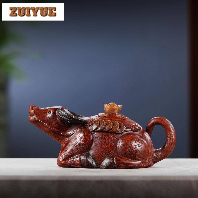 350ml Antique Yixing Purple Clay Teapots Handmade Wealth Cattle Pot Raw Ore Red Mud Tea Maker Kettle With Filter Zisha Tea Set