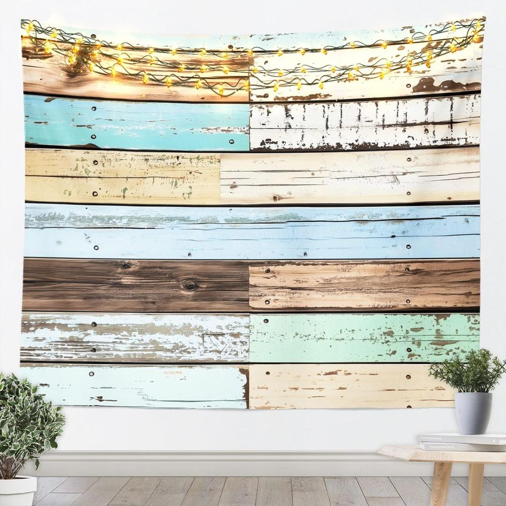 Modern Geometric Tapestry Brown Patchwork Texture Retro Wall Art for Living Room Bedroom Modern Art Wall Hanging Blanket Luxury