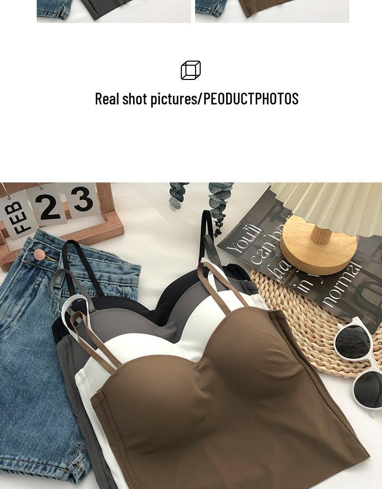 Elegant Ice Silk Camisole with Chest Pads – Sleek and Sexy Back Short Tank Top