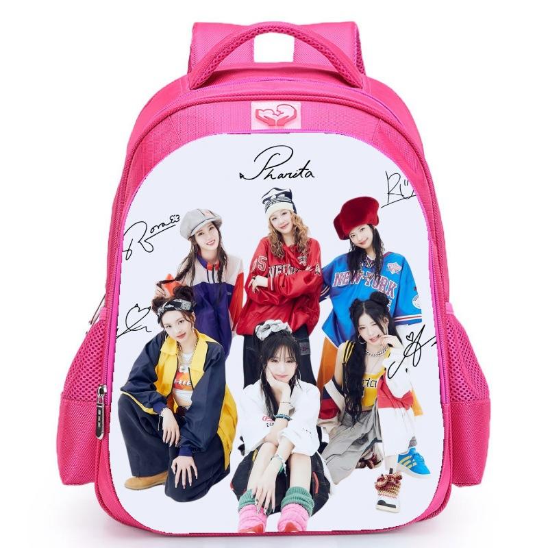 Babymonster Member Name Collage, Schoolbag, Elementary School Backpack, Korean Group Support Pink Backpack