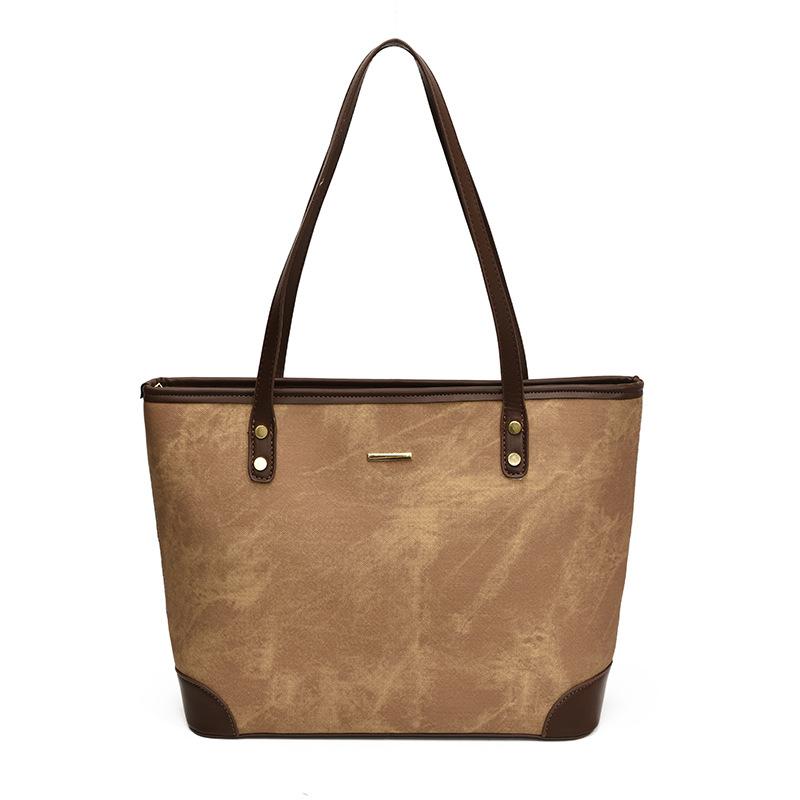 Fashion and Leisure Large-capacity Tote Bag Women's New Texture Contrasting Color Splicing Portable Commuter Bag Shoulder Bag