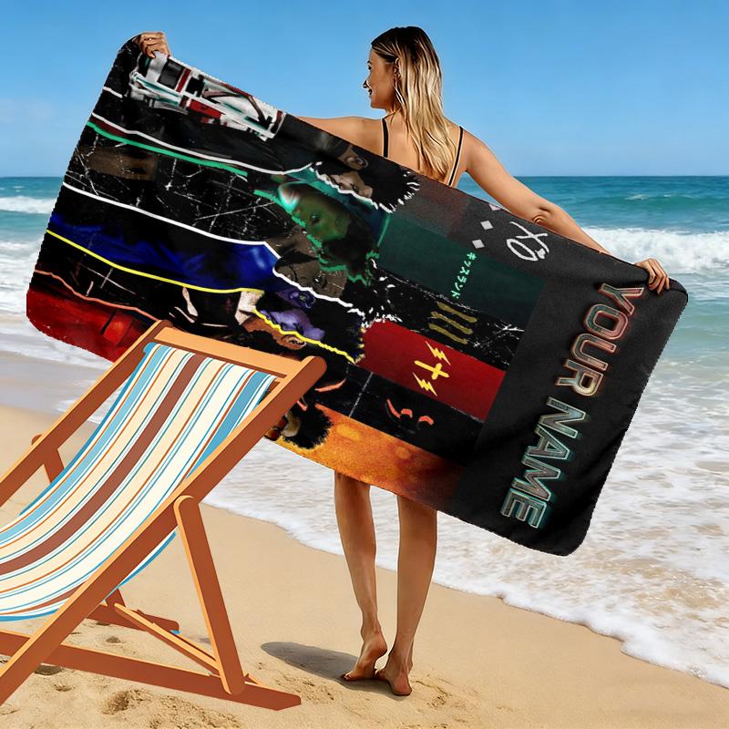 Name Custom The Weekend Poster Print Beach Towel, Large Soft Quick Dry Towel for Beach Camping Swimming