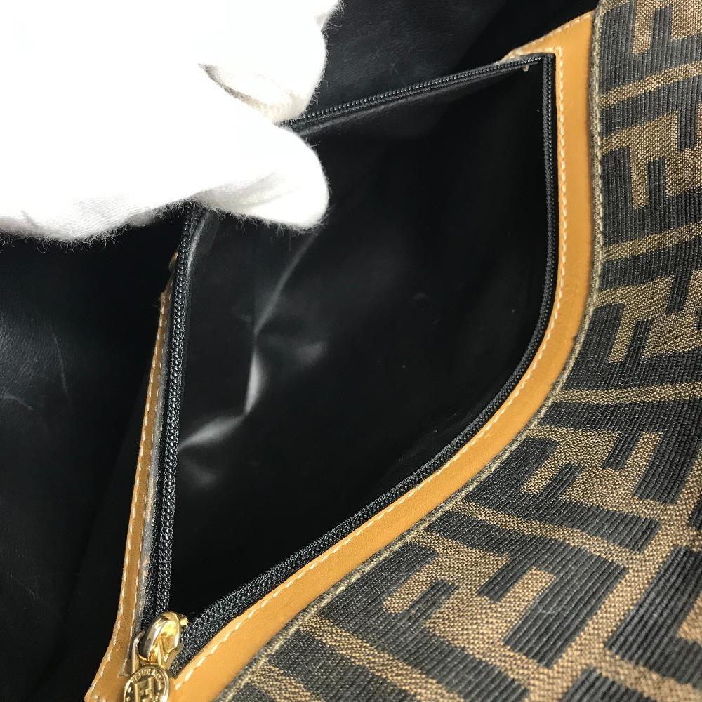 Fendi Vintage Zucca Logo Bag Flap Crossbody Shoulder Bag PVC/Leather Brown