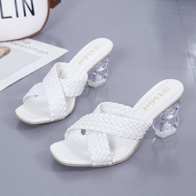 Fashion Transparent Strange High Heels Sandals Women Summer Plus Weave Female Slippers Fashion