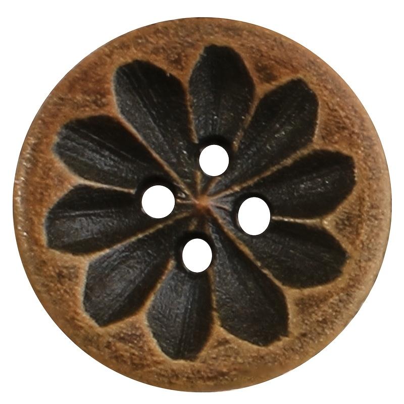 20 Stück 18mm Vintage-inspirierte dunkelbraune Holzknöpfe mit aufwendigen Schnitzereien - Ideal für DIY-Hemd Cardigan Pullover und Blazer