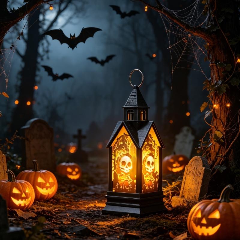 Warmes, saisonales Halloween-Akzentstück zum Aufstellen im Regal oder zum Aufhängen, Griff oben, für die Indoor-Party-Dekoration