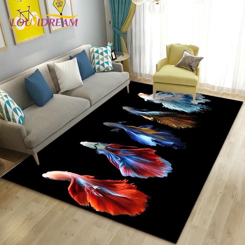 3D Balık Altın Arowana Betta Balık Alan Kilim, Oturma Odası Yatak Odası Kanepe Paspas Dekor için Halı Kilim, Çocuk Oyun kaymaz Zemin Mat