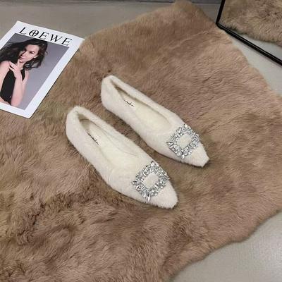 Women's Doudou Cotton Shoes with Velvet and Versatile Temperament Fluffy Shoes Women's Flat Single Shoes