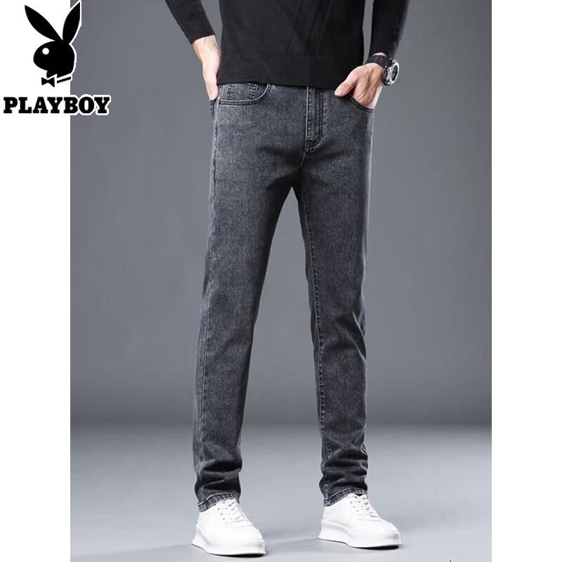 PLAYBOY Men's Business Casual Straight Fit Stretchy Jeans