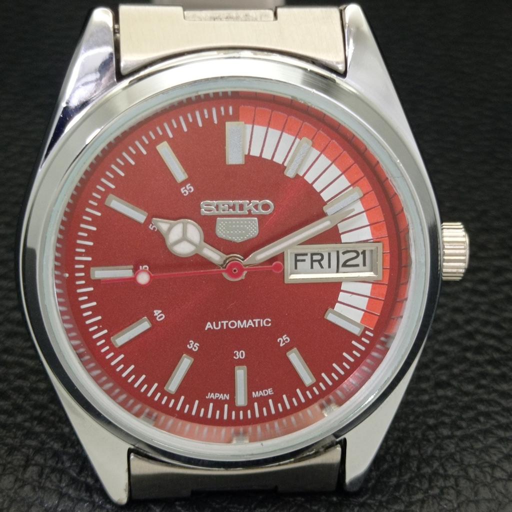 Seiko 5 AUTOMATIC VINTAGE REFURBISHED 6309A JAPAN MENS RED DIAL WATCH A440878-9 Sk-a440878-1