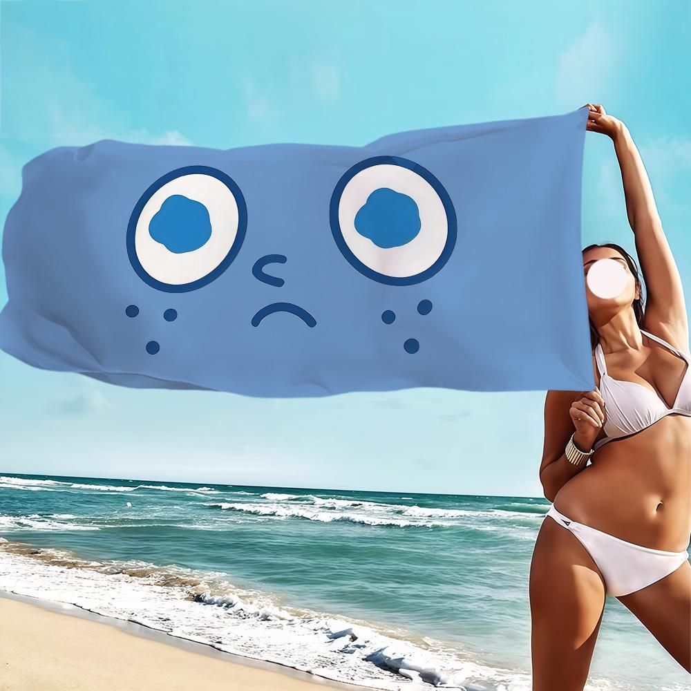 Funny cartoon face art cute meme Towel soft Dry Beach Towels Trip Towel swim Summer Holiday Vacation bathing Pool Camp Gift